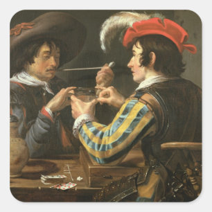 The Card Players Square Sticker