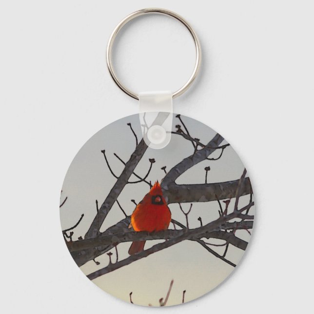 The Cardinal In The Morning Keychain (Front)