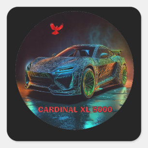 The Cardinal XL5000 Elite Sports Car Square Sticker