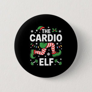 The Cardio Elf Funny Fitness Christmas Gym Workout 2 Inch Round Button