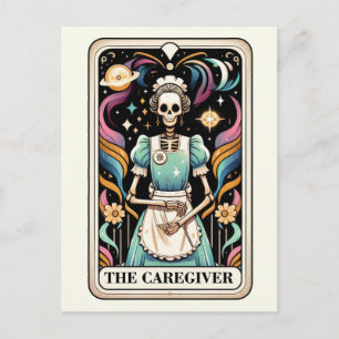 The Caregiver Tarot Retro Gothic Nurse Skeleton Postcard