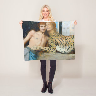 The Caresses, Fernand Khnopff Fleece Blanket
