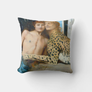 The Caresses, Fernand Khnopff Throw Pillow