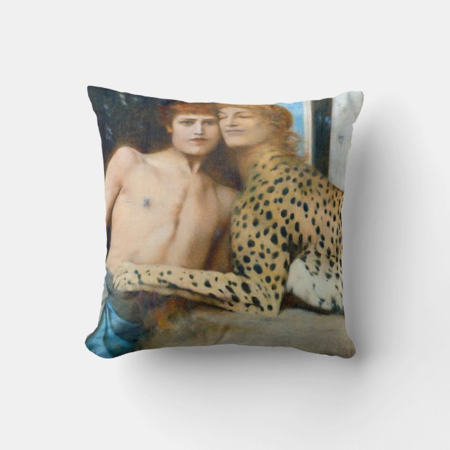 The Caresses, Fernand Khnopff Throw Pillow (Front)