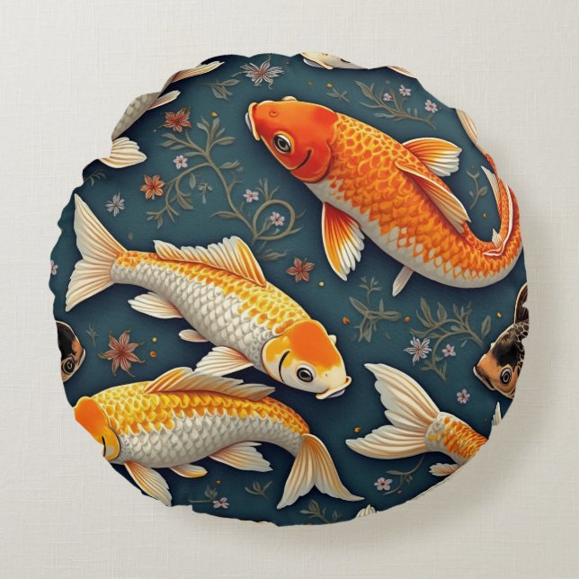 The carp is a symbol of good fortune 'Pillows' Round Pillow (Front)
