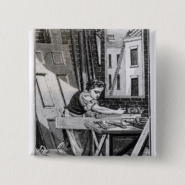 The Carpenter 2 Inch Square Button (Front)