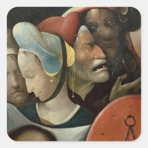 The Carrying of the Cross showing three faces Square Sticker