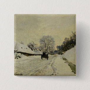 The Cart, or Road under Snow at Honfleur, 1865 2 Inch Square Button