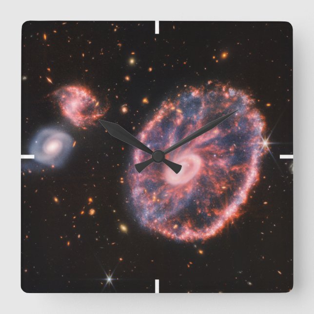 The Cartwheel Galaxy And Its Companion Galaxies. Square Wall Clock (Front)
