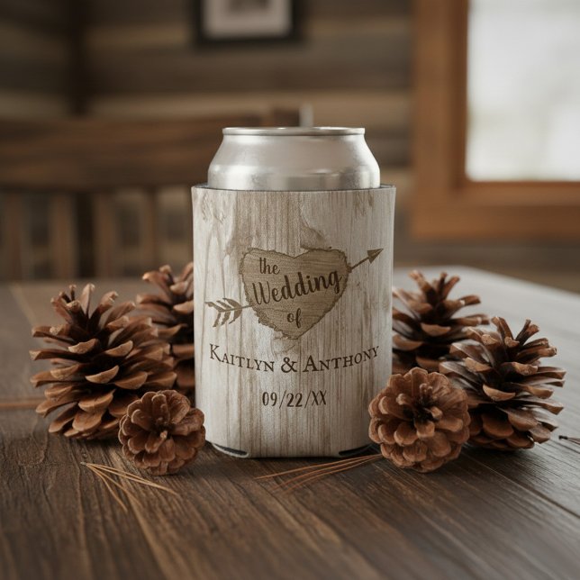 The Carved Heart Tree Wedding Collection Favour Can Cooler (Creator Uploaded)