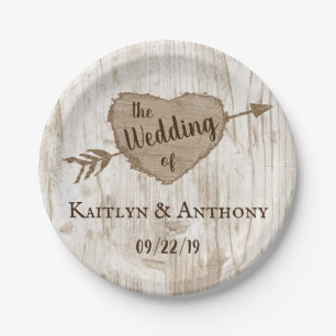 The Carved Heart Tree Wedding Collection Paper Plate