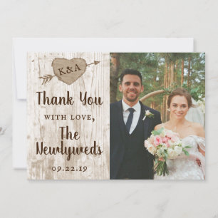 The Carved Heart Tree Wedding Collection Thank You Card