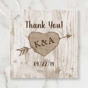 The Carved Heart Tree Wedding Collection Thank You Favour Tags