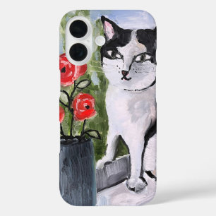 The cat and the poppies iPhone 16 case