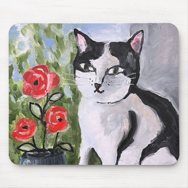 The cat and the poppies mouse pad (Front)