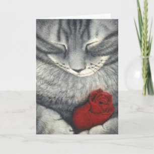 The Cat and the Rosebud Pet Sympathy Card