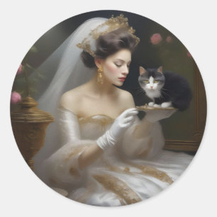 The Cat Bride Oil Paint, Classic Round Sticker
