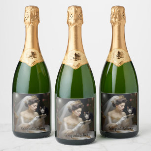 The Cat Bride Oil Paint, Sparkling Wine Label