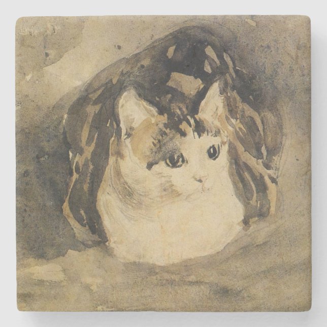 The Cat (by Gwen John) Stone Coaster (Front)