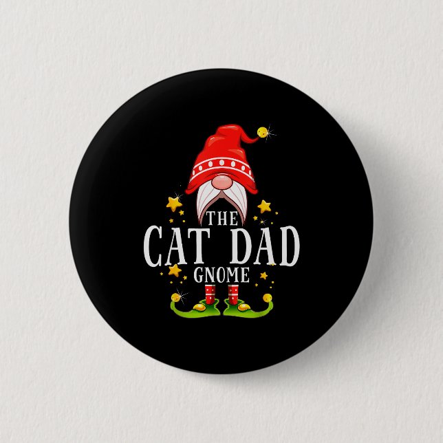 The Cat Dad Gnome Christmas Matching For Men Women 2 Inch Round Button (Front)