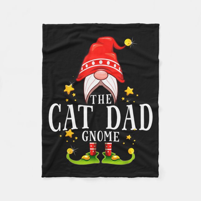 The Cat Dad Gnome Christmas Matching For Men Women Fleece Blanket (Front)