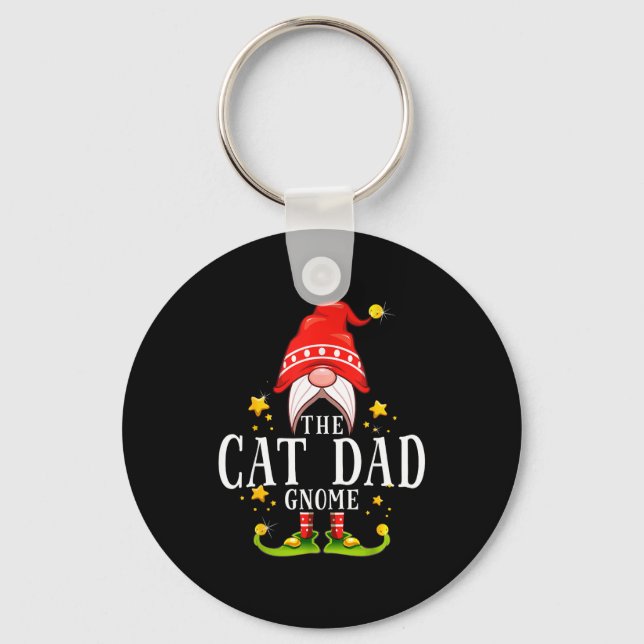 The Cat Dad Gnome Christmas Matching For Men Women Keychain (Front)