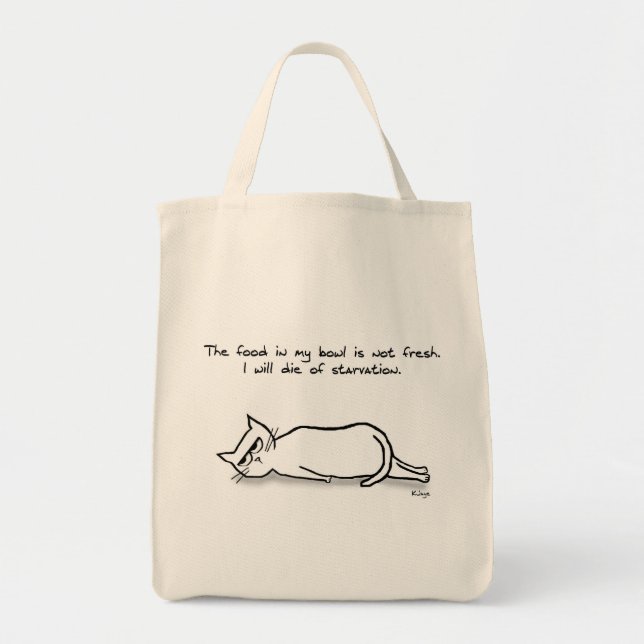 The Cat Demands Fresh Food - Funny Cat Gift Tote Bag (Front)