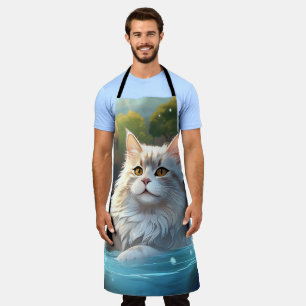 The Cat Enjoing a Hot Spring: All-over print Apron
