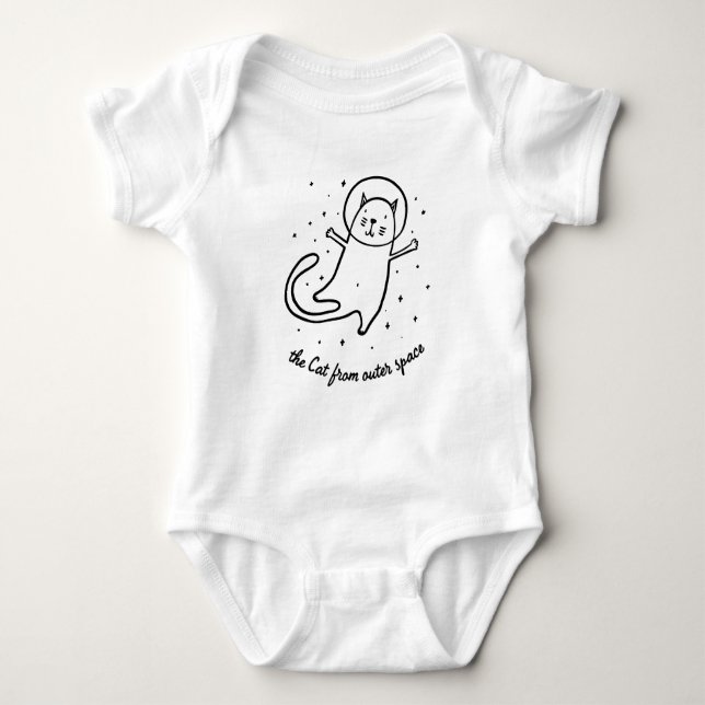 The Cat From Outer Space Cute Astronaut Kitty Baby Bodysuit (Front)