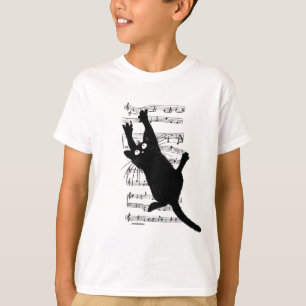 The cat hangs on musical notes T-Shirt