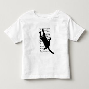 The cat hangs on musical notes toddler t-shirt