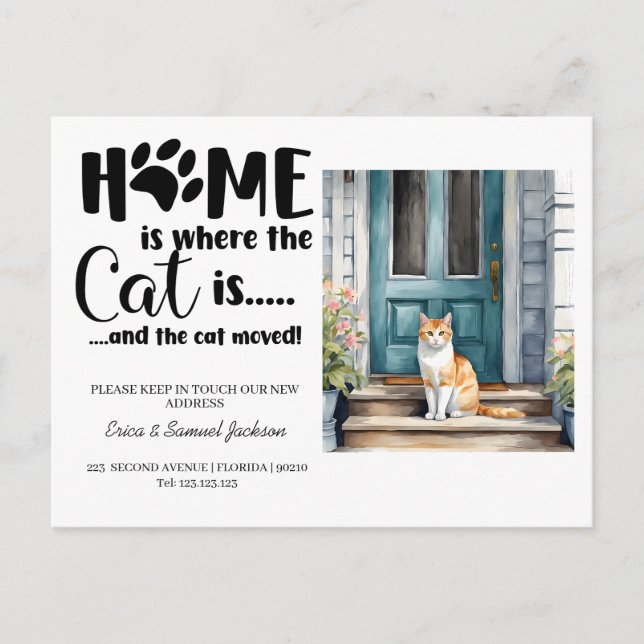 the cat has moved! new address announcement  (Front)