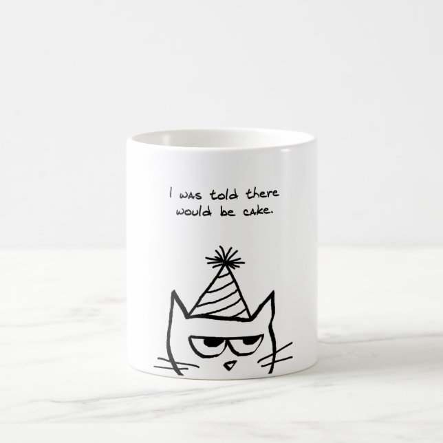 The Cat Hates Birthdays - Funny Cat Coffee Mug (Center)