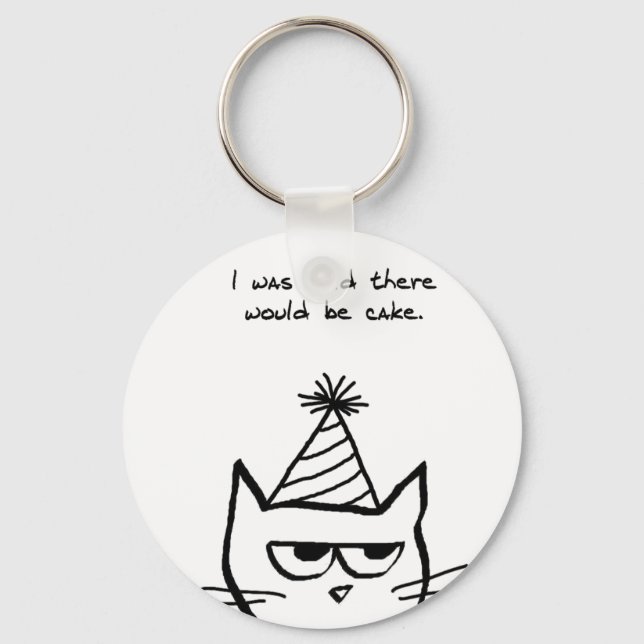 The Cat Hates Birthdays - Funny Cat Keychain (Front)
