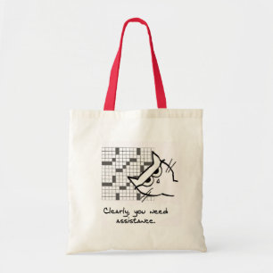 The Cat Helps with the Crossword - Funny Cat Tote Bag