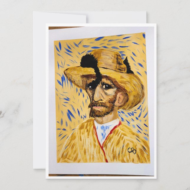 the cat in  van Gogh's hat Thank You Card (Front)