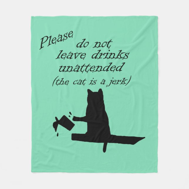 The Cat is a Jerk Fleece Blanket (Front)