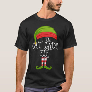 The Cat Lady Elf Cute  Matching Family Christmas T-Shirt
