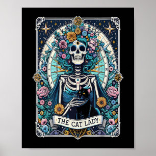 The Cat Lady Tarot Card Skeleton Cat Mom Cat Lover Poster