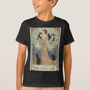 The Cat Lady Tarot Card Skeleton Cat Mom Cat Lover T-Shirt