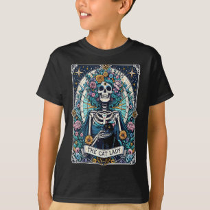 The Cat Lady Tarot Card Skeleton Cat Mom Cat Lover T-Shirt
