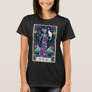 The Cat Lady Tarot Card Skeleton Mothers Day Cat L T-Shirt