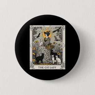The Cat Lady Tarot Card Vintage Gothic Women Cat M 2 Inch Round Button