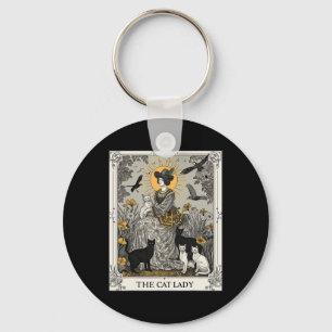 The Cat Lady Tarot Card Vintage Gothic Women Cat M Keychain