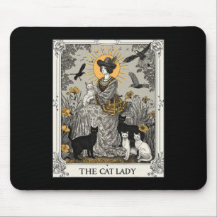 The Cat Lady Tarot Card Vintage Gothic Women Cat M Mouse Pad