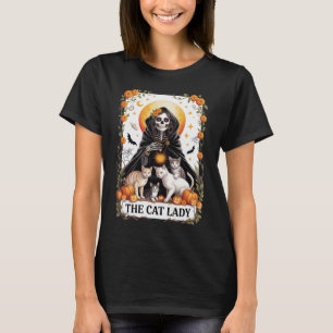 The Cat Lady Tarot Card Witchy Gothic Skeleton Mom T-Shirt