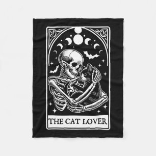 The Cat Lover Tarot Card Skeleton And Cat Tarot Ha Fleece Blanket