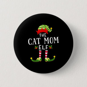 The Cat Mom Elf Christmas Matching Pajama Men Wome 2 Inch Round Button