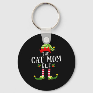 The Cat Mom Elf Christmas Matching Pajama Men Wome Keychain