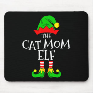 The Cat Mom Elf Funny Christmas Pet Lover Outfit  Mouse Pad